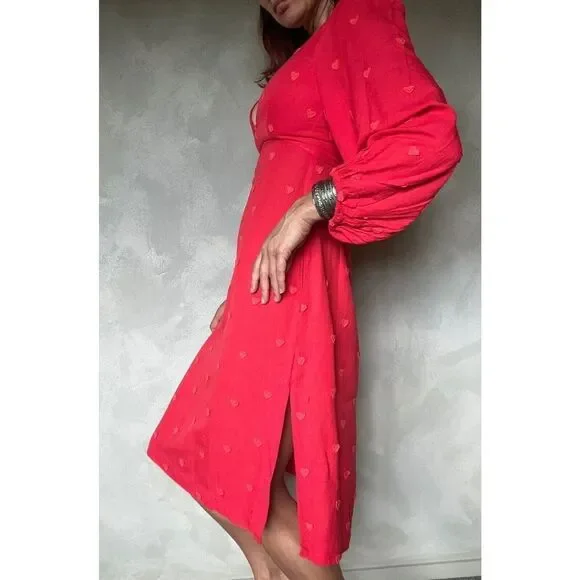 FARM Rio Red Heart Midi Dress - Picture 6 of 9